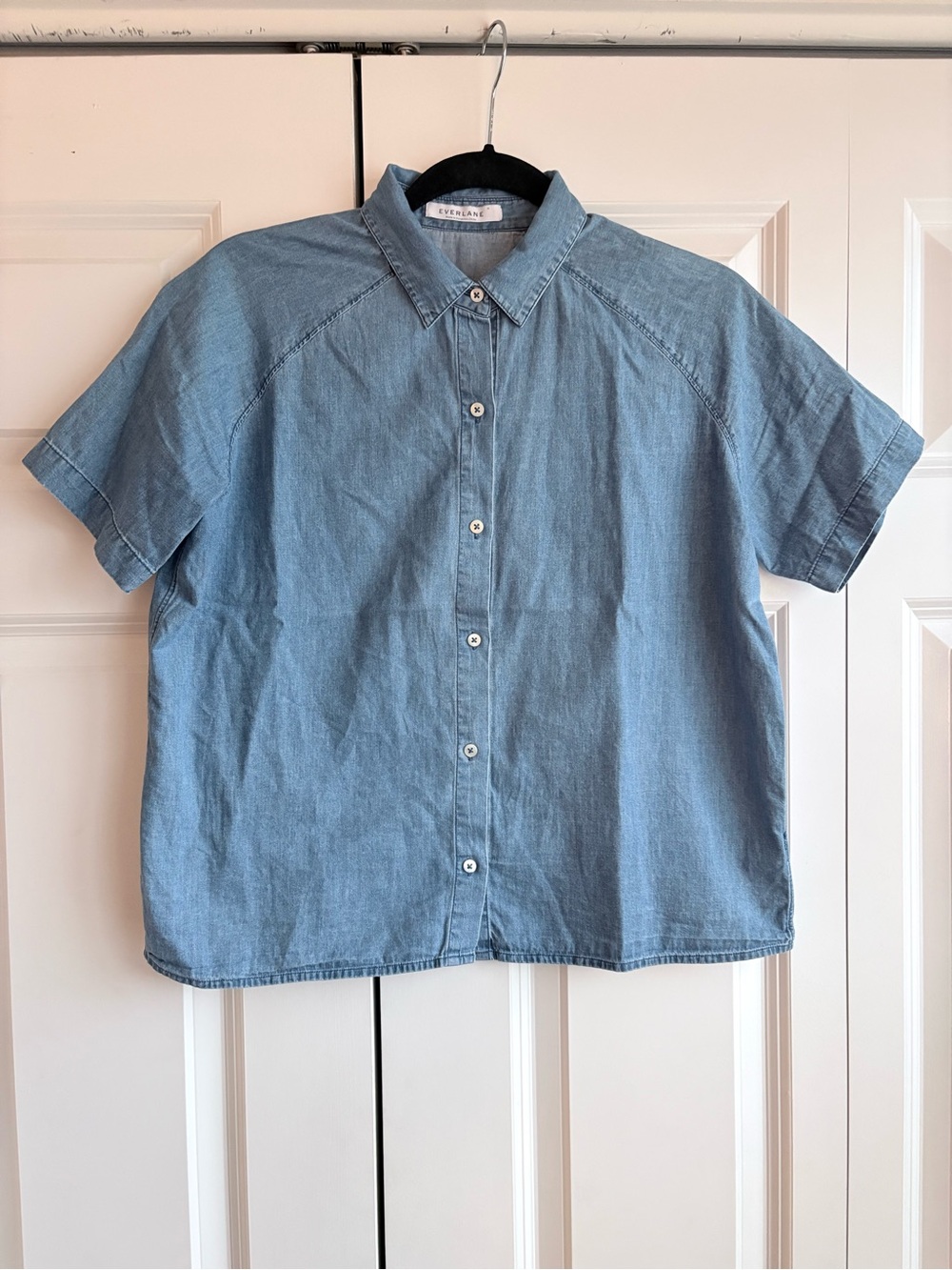 Everlane Light Blue Short Sleeve Button Up Shirt, Women’s S
